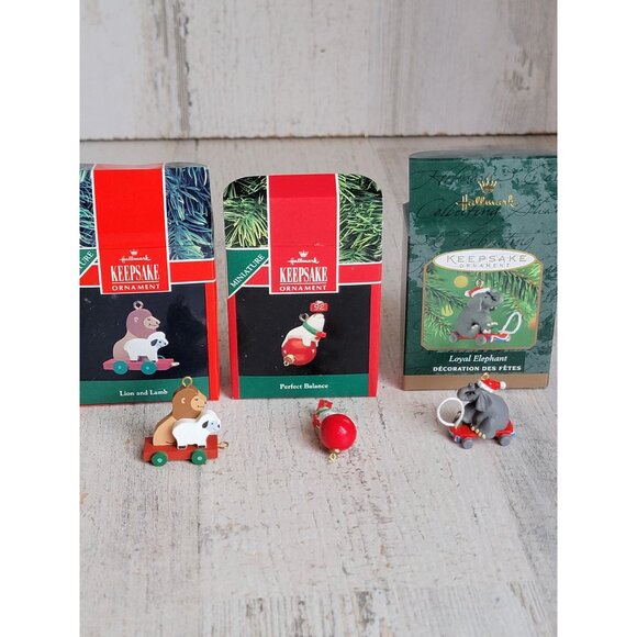 Hallmark Circus seal lion elephant miniature ornament Xmas animal unique - Picture 1 of 5